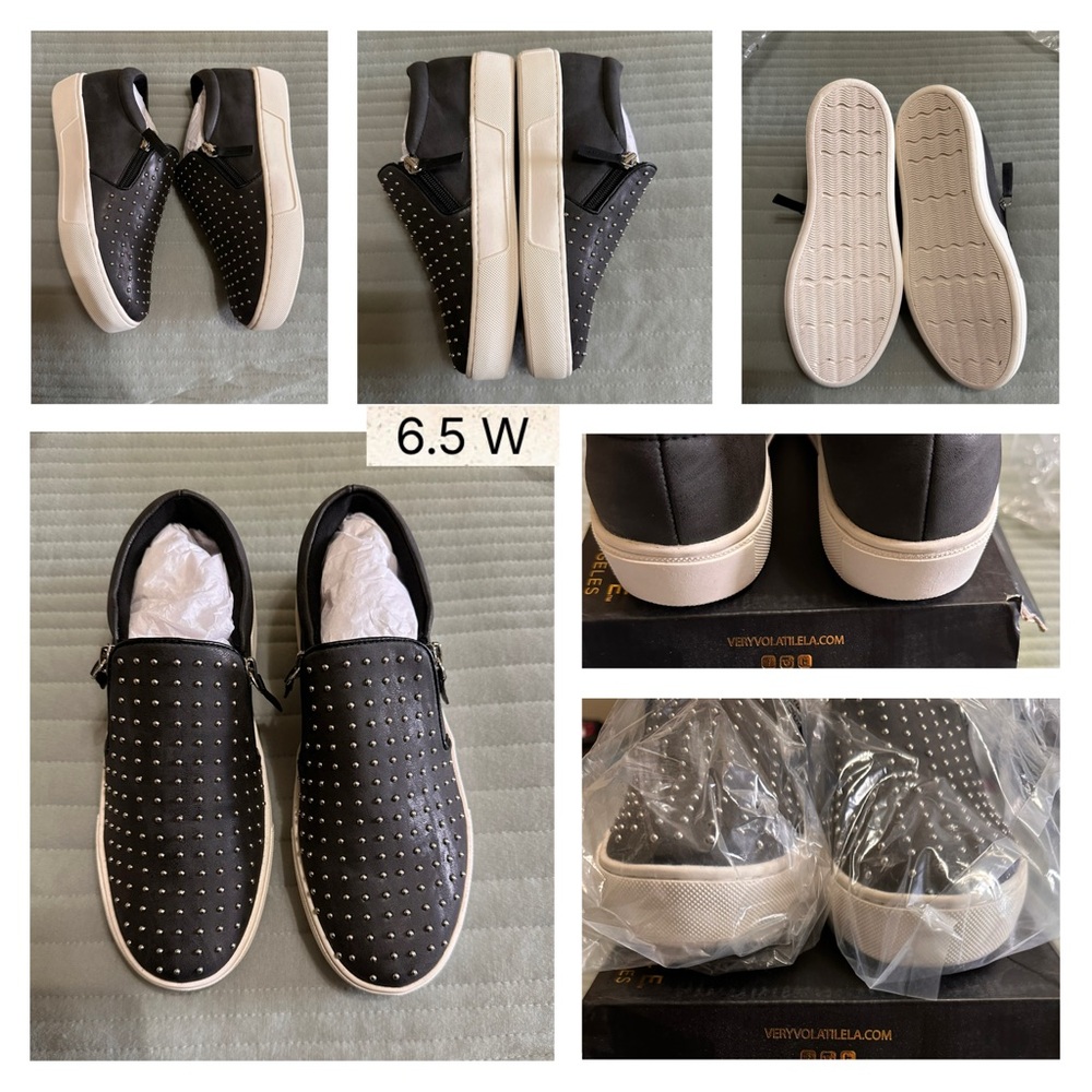 Volatile Black and White Studded Sneakers